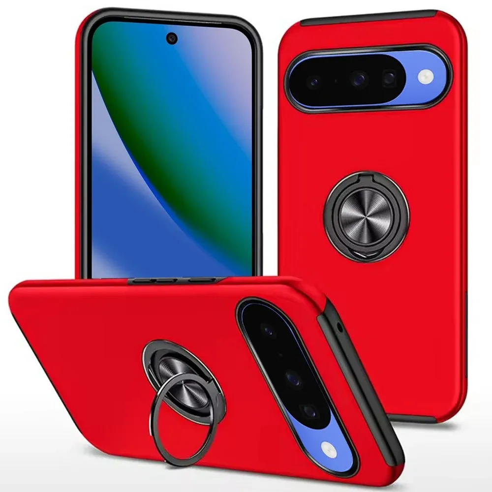 CHIEF Oil Painted Magnetic Ring Stand Hybrid Case Cover For Google Pixel 11 Pro XL - Red
