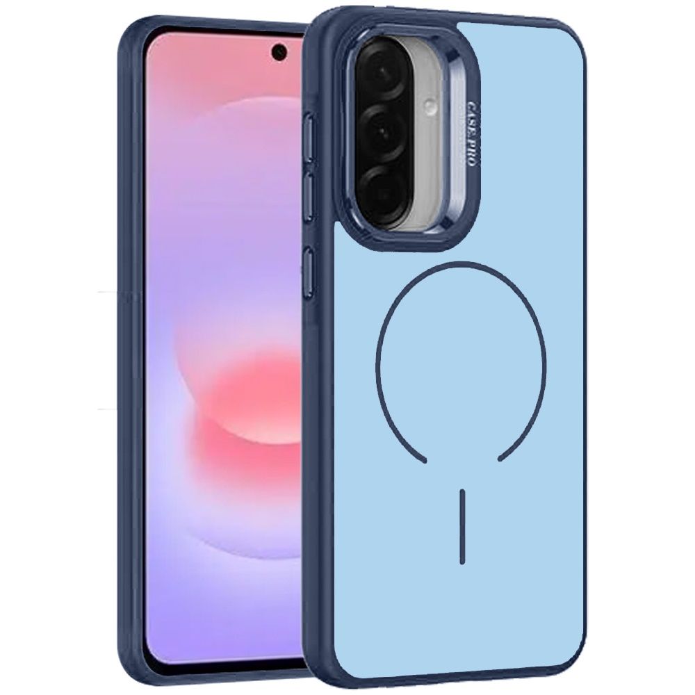 Premium Matte Magnetic Metal Camera Stand Hybrid Case For Samsung Galaxy A37 / A36 - Navy Blue
