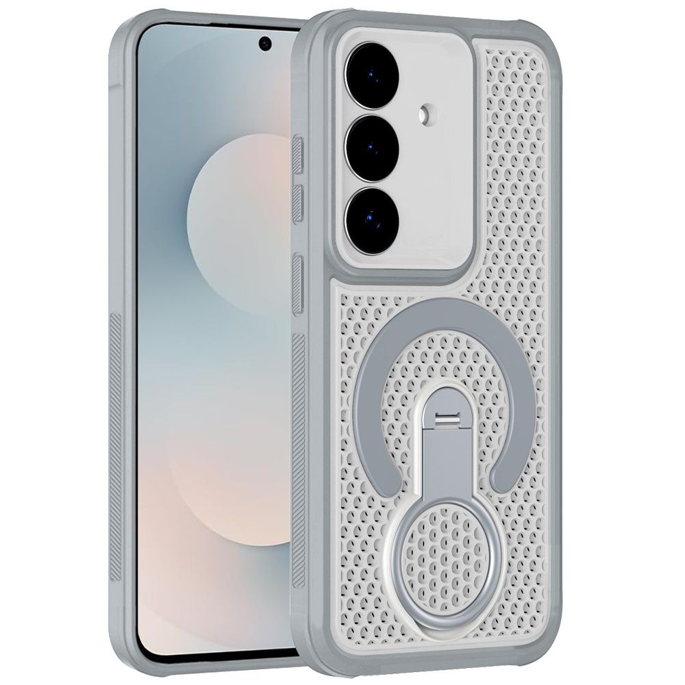 Magnetic Honeycomb Kickstand Hybrid Case For Samsung s25 FE - Gray