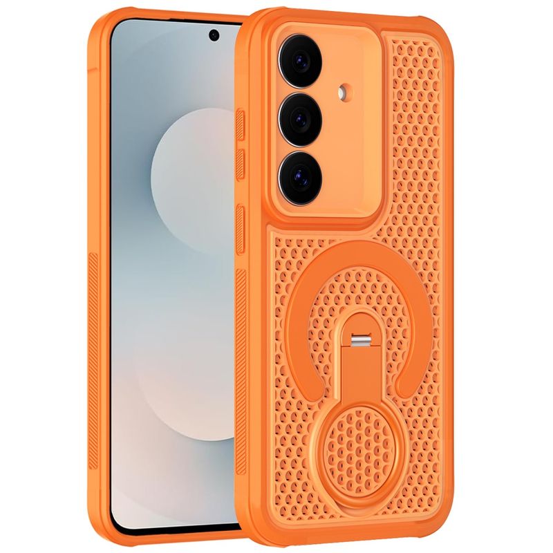 Magnetic Honeycomb Kickstand Hybrid Case For Samsung s25 FE - Cosmic Orange