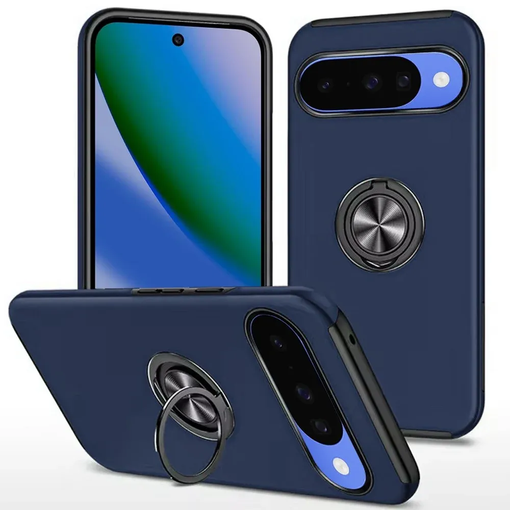CHIEF Oil Painted Magnetic Ring Stand Hybrid Case Cover For Google Pixel 11 Pro XL - Blue