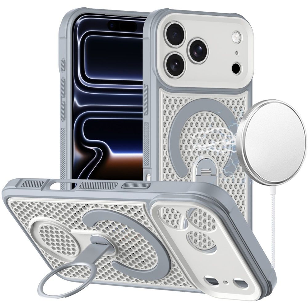Magnetic Honeycomb Kickstand Hybrid Case For Apple iPhone 18 Pro - Gray