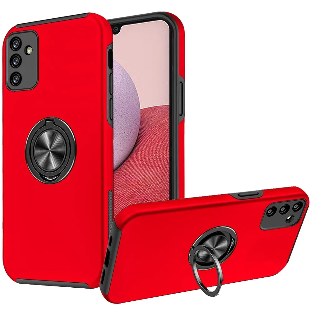 CHIEF Oil Painted Magnetic Ring Stand Hybrid Case Cover  For Samsung A14 5G-Red - Black