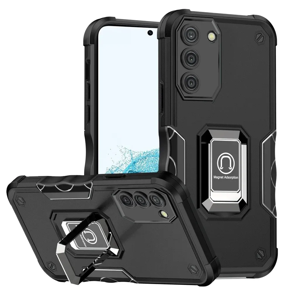 OPTIMUM Magnetic Ring Stand Hybrid Case Cover For Samsung Galaxy S22 Plus - Black