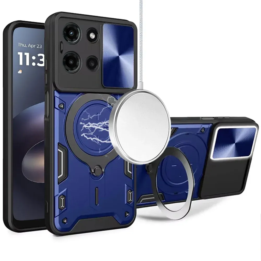 Magnetic Ring Stand Classic Design FULL Camera Protection Hybrid Case For Samsung Galaxy s21 - Blue