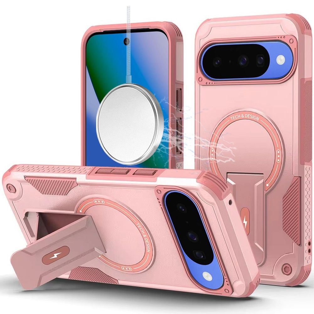 Sturdy Bracket Kickstand Magnetic Hybrid For Google Pixel 11 / 11 Pro- Pink