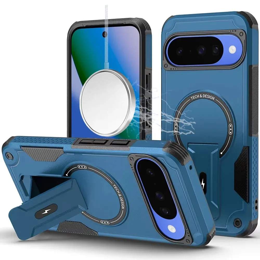 Sturdy Bracket Kickstand Magnetic Hybrid For Google Pixel 11 / 11 Pro- Blue