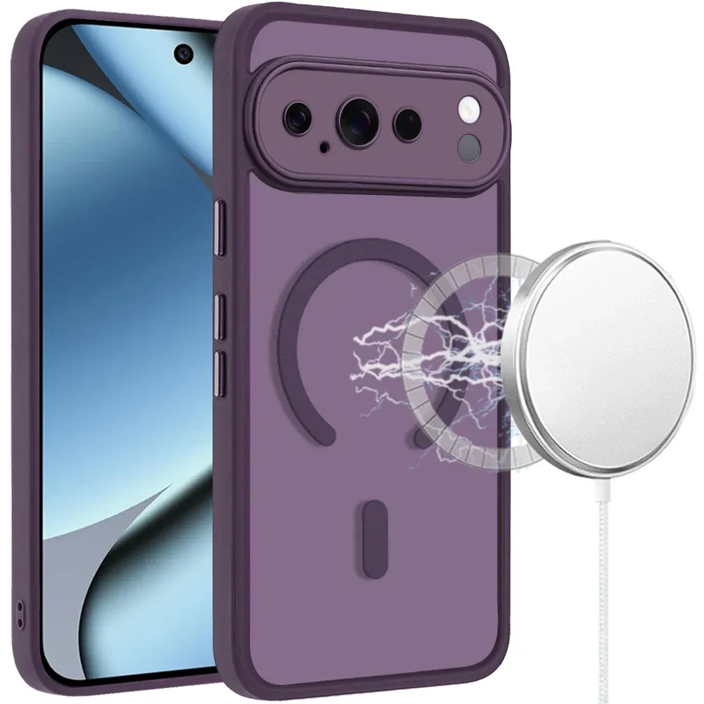 Matte Frosted Magnetic Hybrid Case with Covered Camera Protection For Google Pixel 11 Pro XL - Dark Purple
