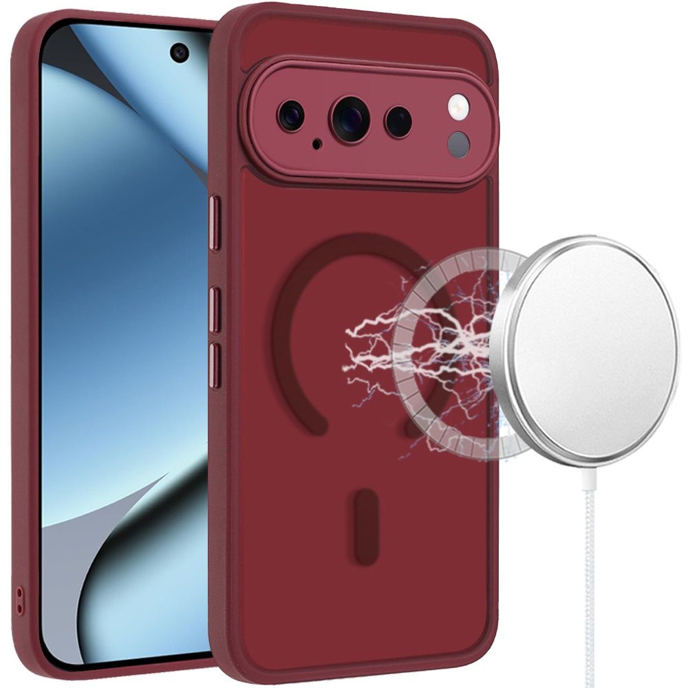 Matte Frosted Magnetic Hybrid Case with Covered Camera Protection For Google Pixel 11 Pro XL - Burgundy