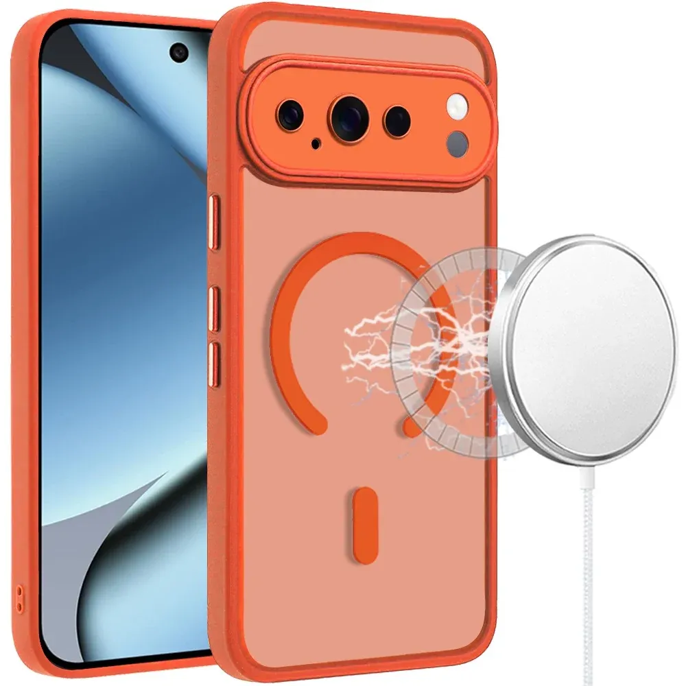Matte Frosted Magnetic Hybrid Case with Covered Camera Protection For Google Pixel 11 Pro XL - Orange