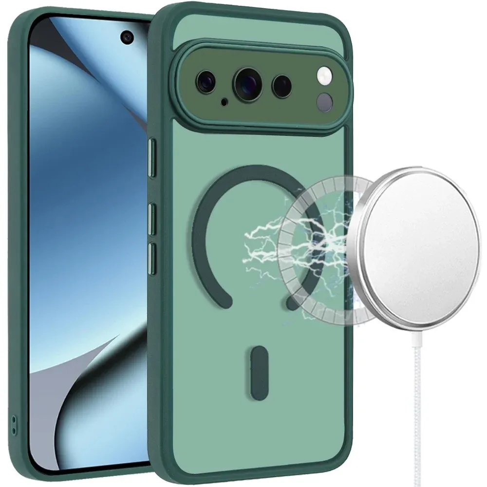 Matte Frosted Magnetic Hybrid Case with Covered Camera Protection For Google Pixel 11 Pro XL -Green