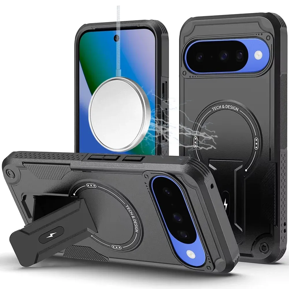Sturdy Bracket Kickstand Magnetic Hybrid For Google Pixel 11 Pro XL - Black