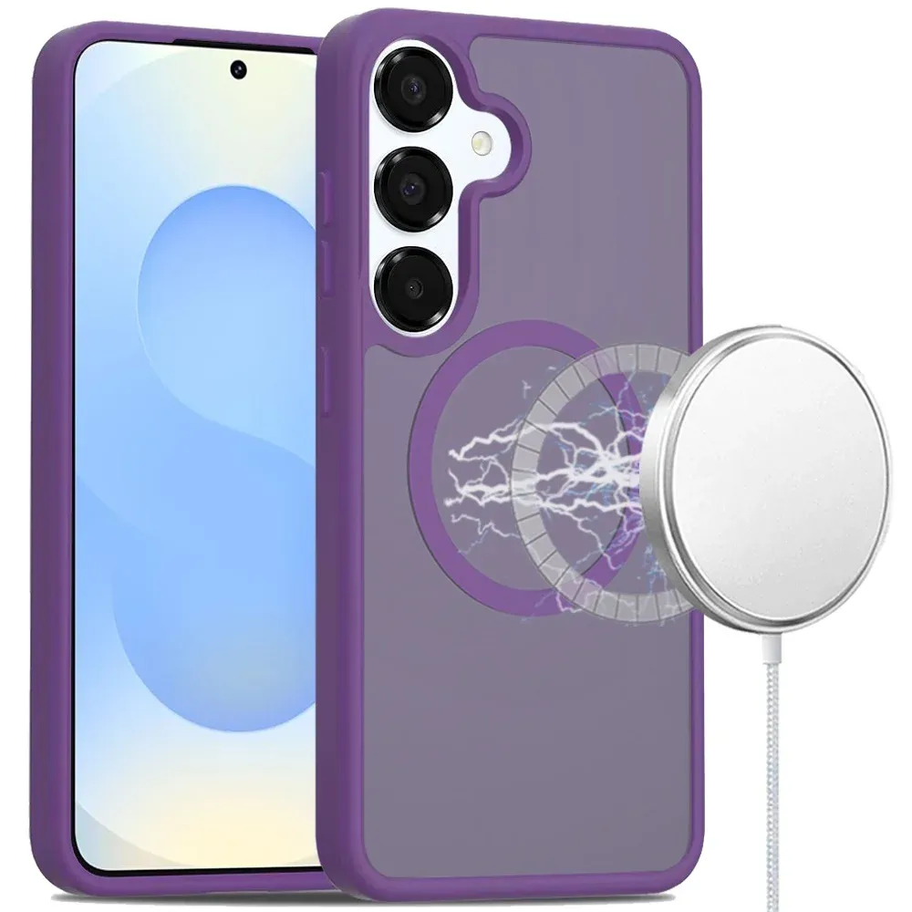 [Magnetic Circle] Smooth Safe Matte Feel Hybrid Case For Samsung s25 Plus/s24 Plus - Dark Purple
