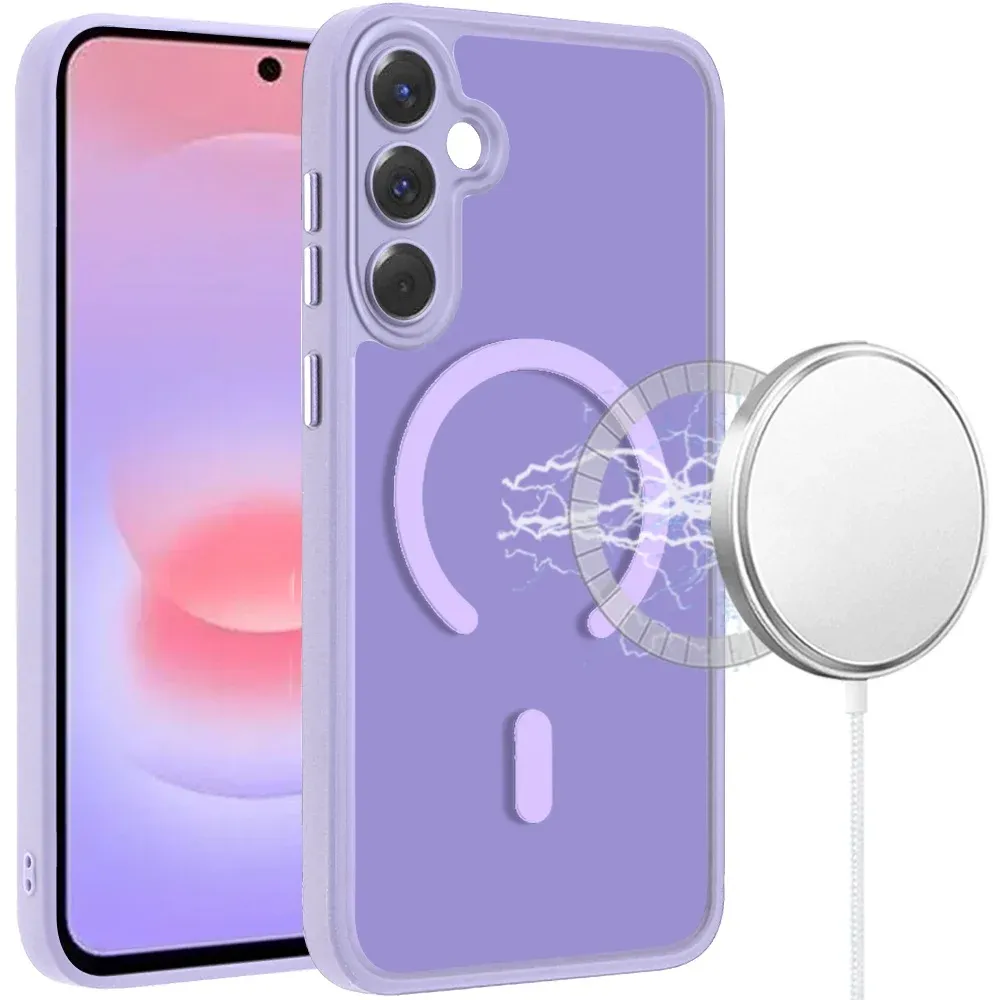 Matte Frosted Magnetic Hybrid Case with Covered Camera Protection For Samsung Galaxy A37 - Light Purple