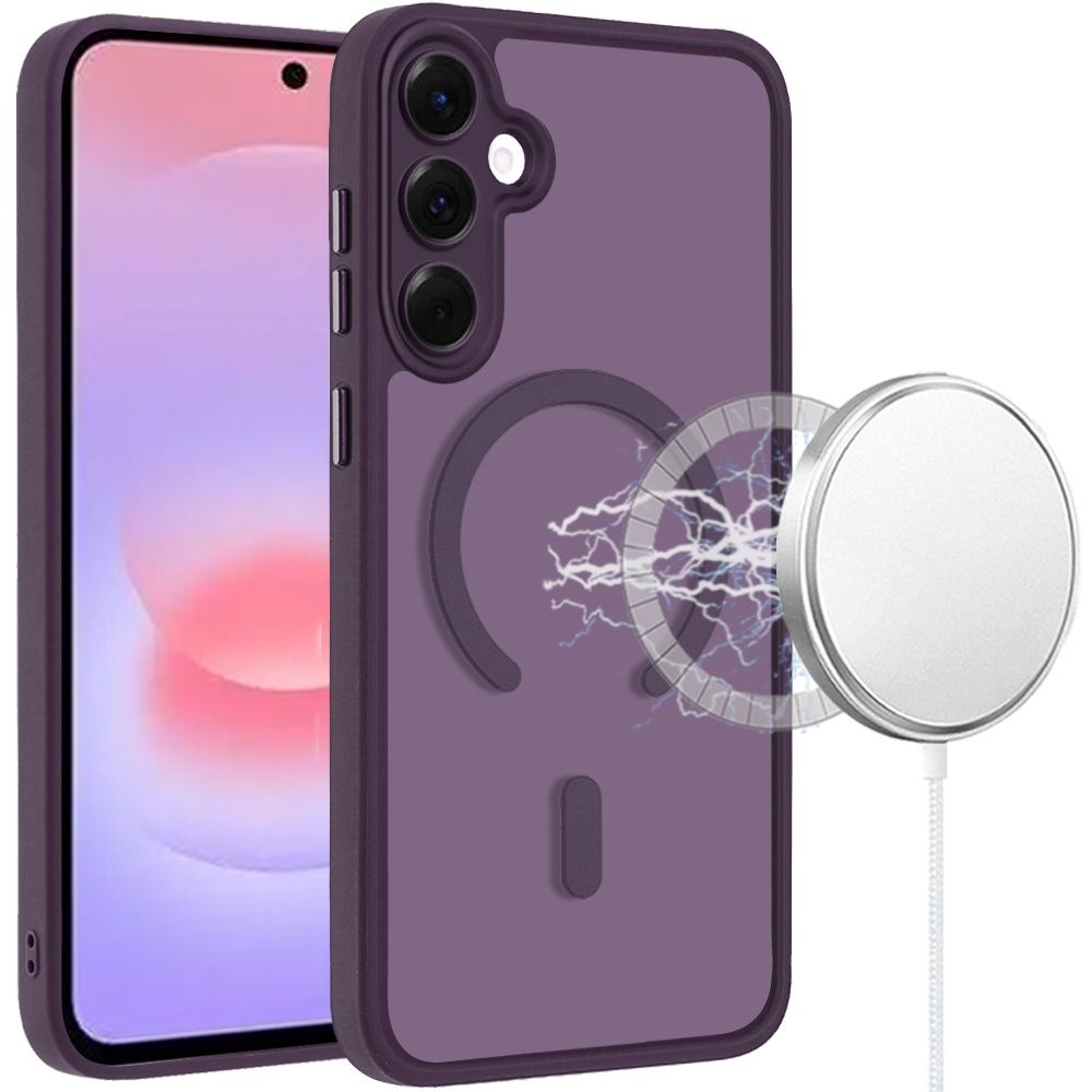 Matte Frosted Magnetic Hybrid Case with Covered Camera Protection For Samsung Galaxy A37 - Dark Purple