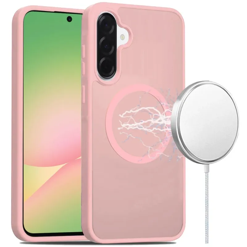 [Magnetic Circle] Smooth Safe Matte Feel Hybrid Case For Samsung Galaxy A57  - Light Pink