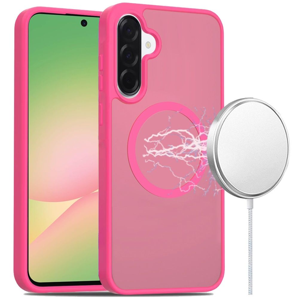 [Magnetic Circle] Smooth Safe Matte Feel Hybrid Case For Samsung Galaxy A57  - Hot Pink