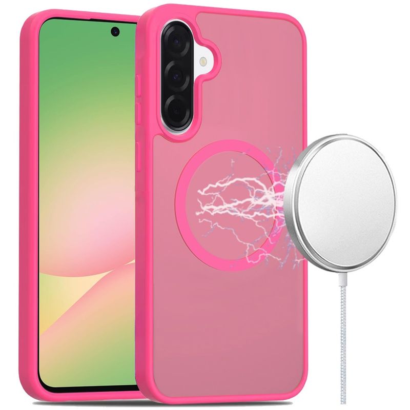 [Magnetic Circle] Smooth Safe Matte Feel Hybrid Case For Samsung Galaxy A57  - Hot Pink