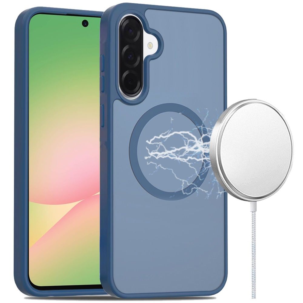[Magnetic Circle] Smooth Safe Matte Feel Hybrid Case For Samsung Galaxy A57- Navy Blue