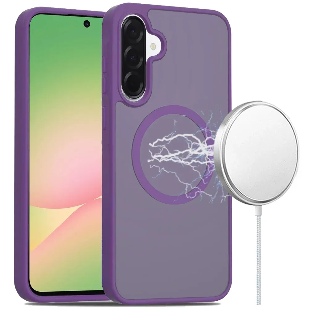 [Magnetic Circle] Smooth Safe Matte Feel Hybrid Case For Samsung Galaxy A57  - Dark Purple