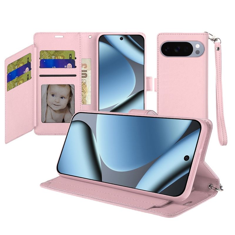 Wallet ID Card Holder Case Cover For Google Pixel 11 Pro XL - Rose Gold