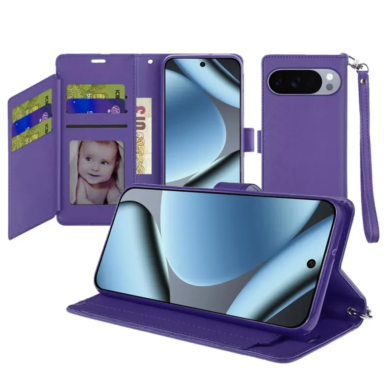Wallet ID Card Holder Case Cover For Google Pixel 11 Pro XL - Dark Purple