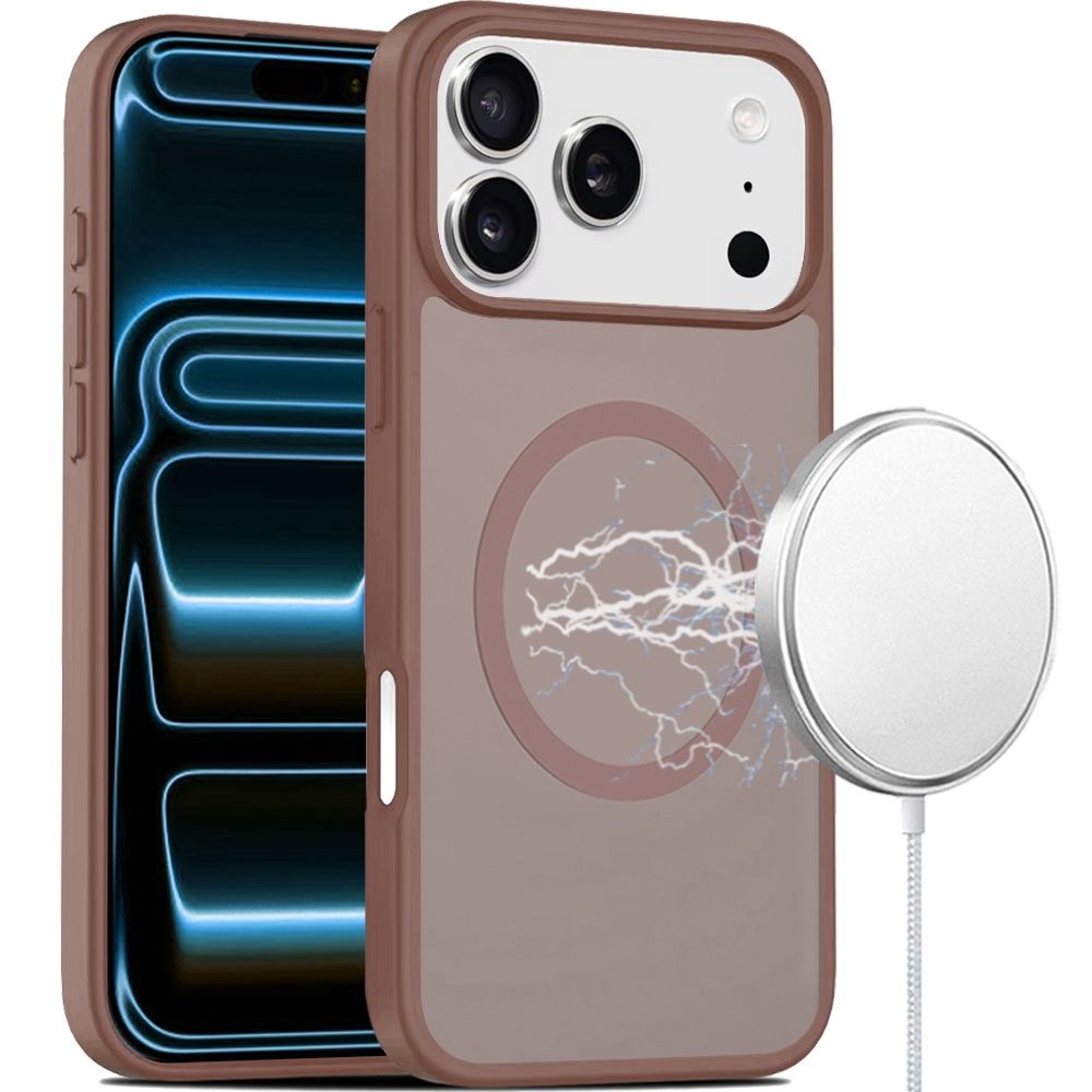 [Magnetic Circle] Smooth Safe Matte Feel Hybrid Case For Apple iPhone 18 Pro -Brown