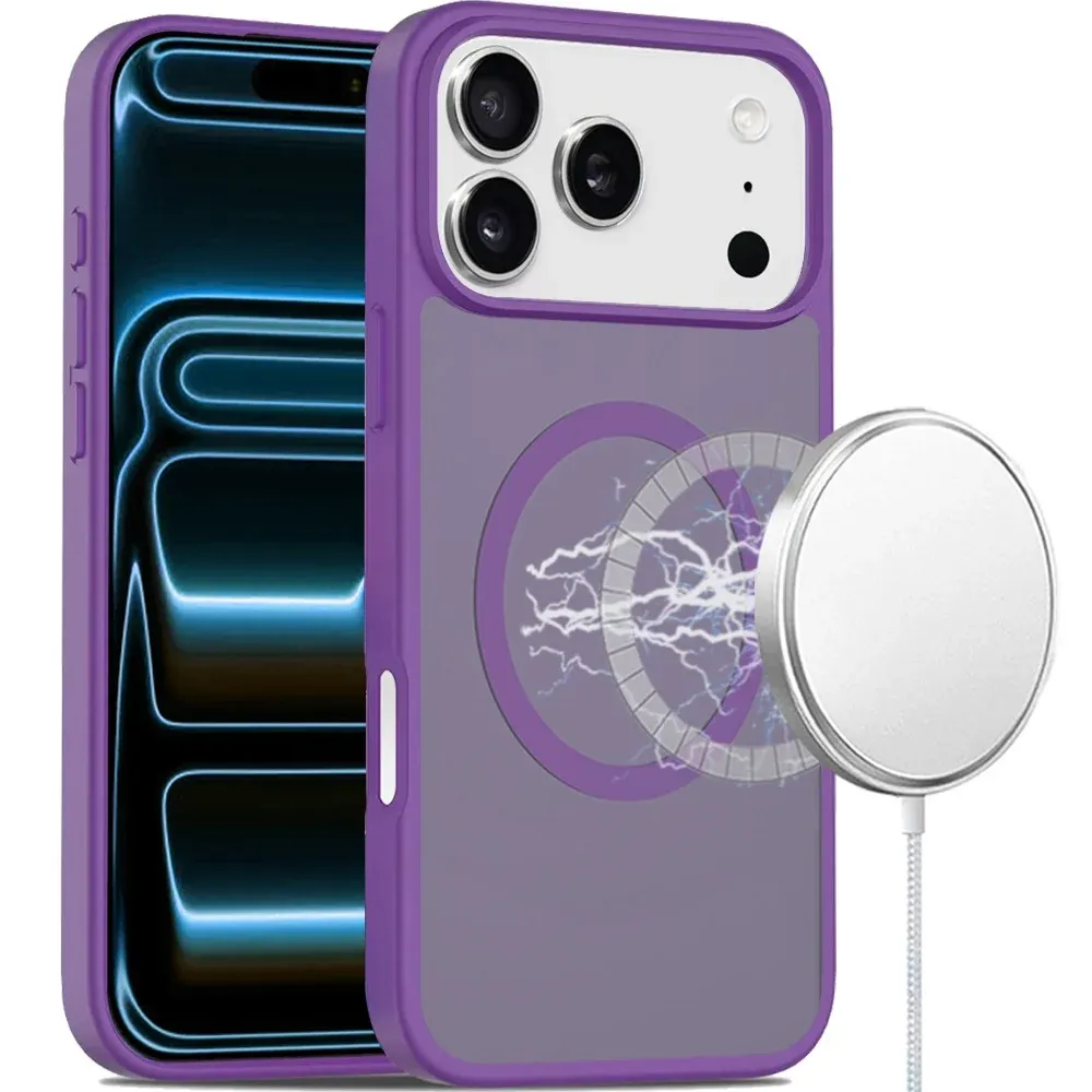 [Magnetic Circle] Smooth Safe Matte Feel Hybrid Case For Apple iPhone 18 Pro Max- Dark Purple