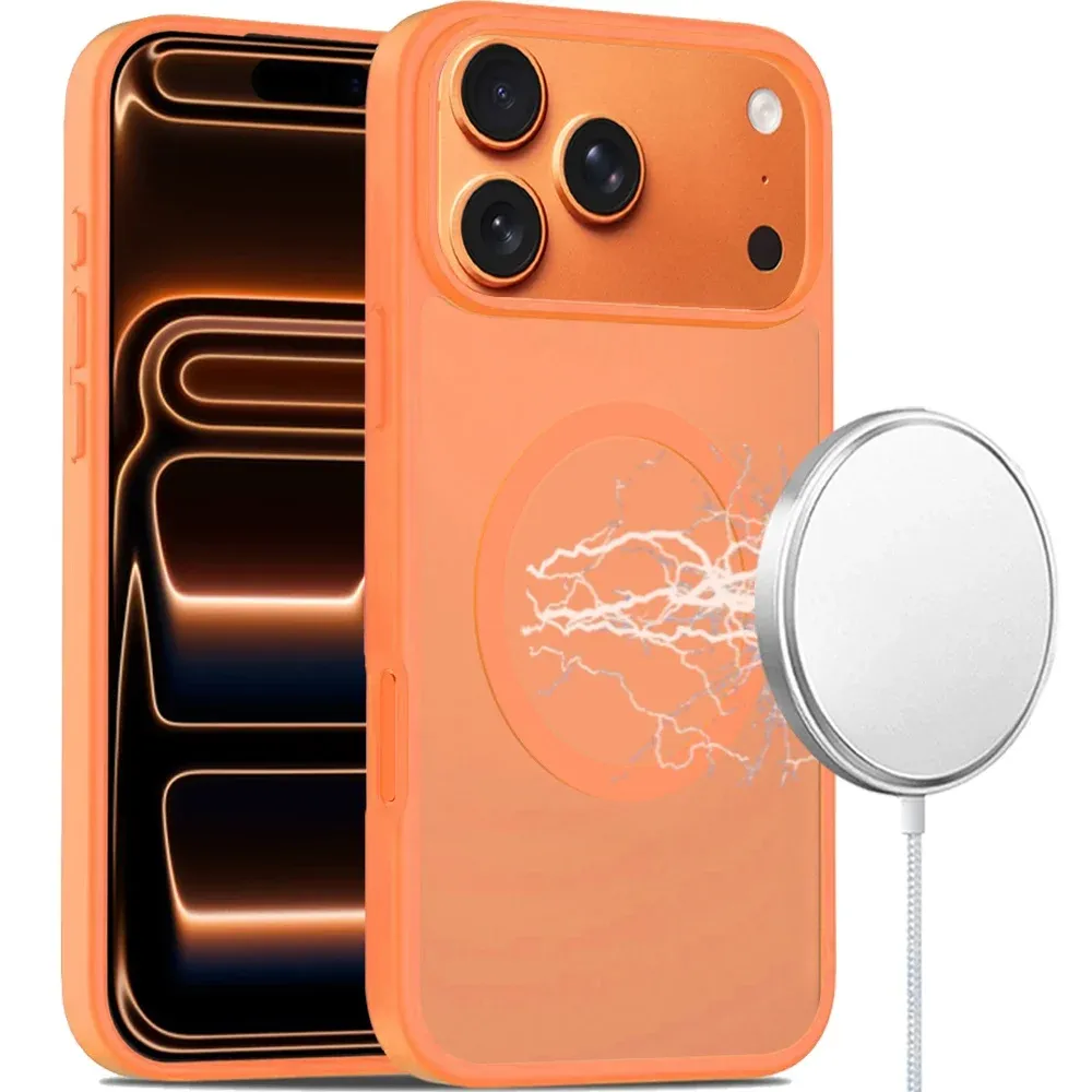 [Magnetic Circle] Smooth Safe Matte Feel Hybrid Case For Apple iPhone 18 Pro Max- Cosmic Orange