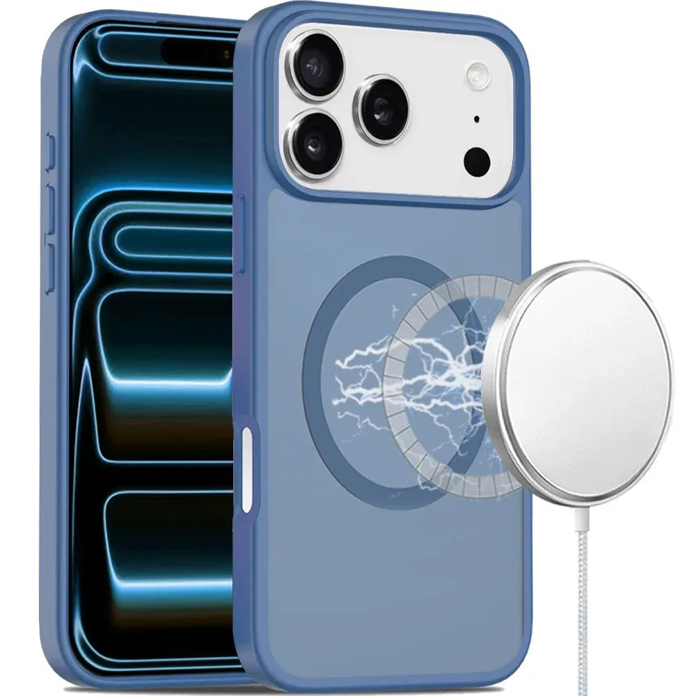 [Magnetic Circle] Smooth Safe Matte Feel Hybrid Case For Apple iPhone 18 Pro Max- Navy Blue