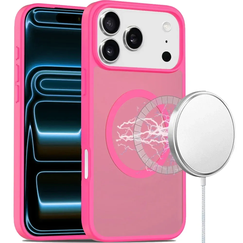 [Magnetic Circle] Smooth Safe Matte Feel Hybrid Case For Apple iPhone 18 Pro Max- Hot Pink