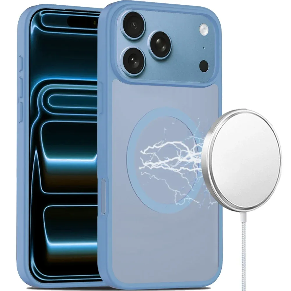 [Magnetic Circle] Smooth Safe Matte Feel Hybrid Case For Apple iPhone 18 Pro -Light Blue