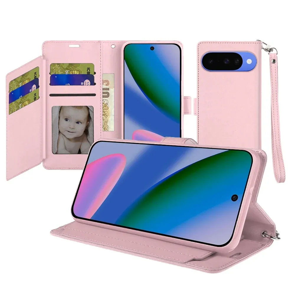 Wallet ID Card Holder Case Cover For Google Pixel 11 / 11 Pro - Rose Gold