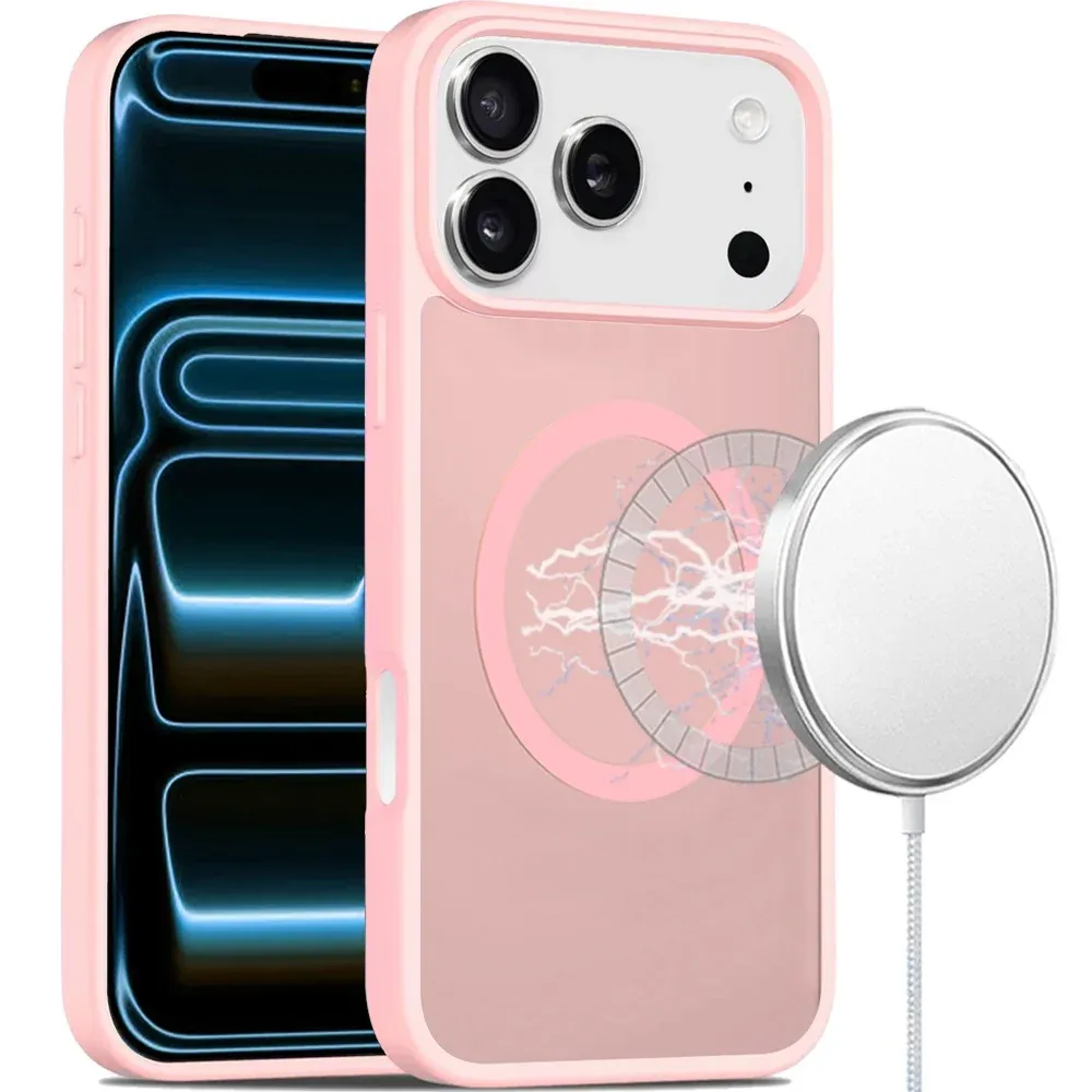 [Magnetic Circle] Smooth Safe Matte Feel Hybrid Case For Apple iPhone 18 Pro -Light Pink