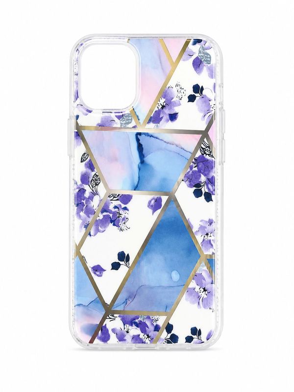 Geometric Floral Designer Phone Case for Iphone 11 Pro  – Purple &amp; Blue