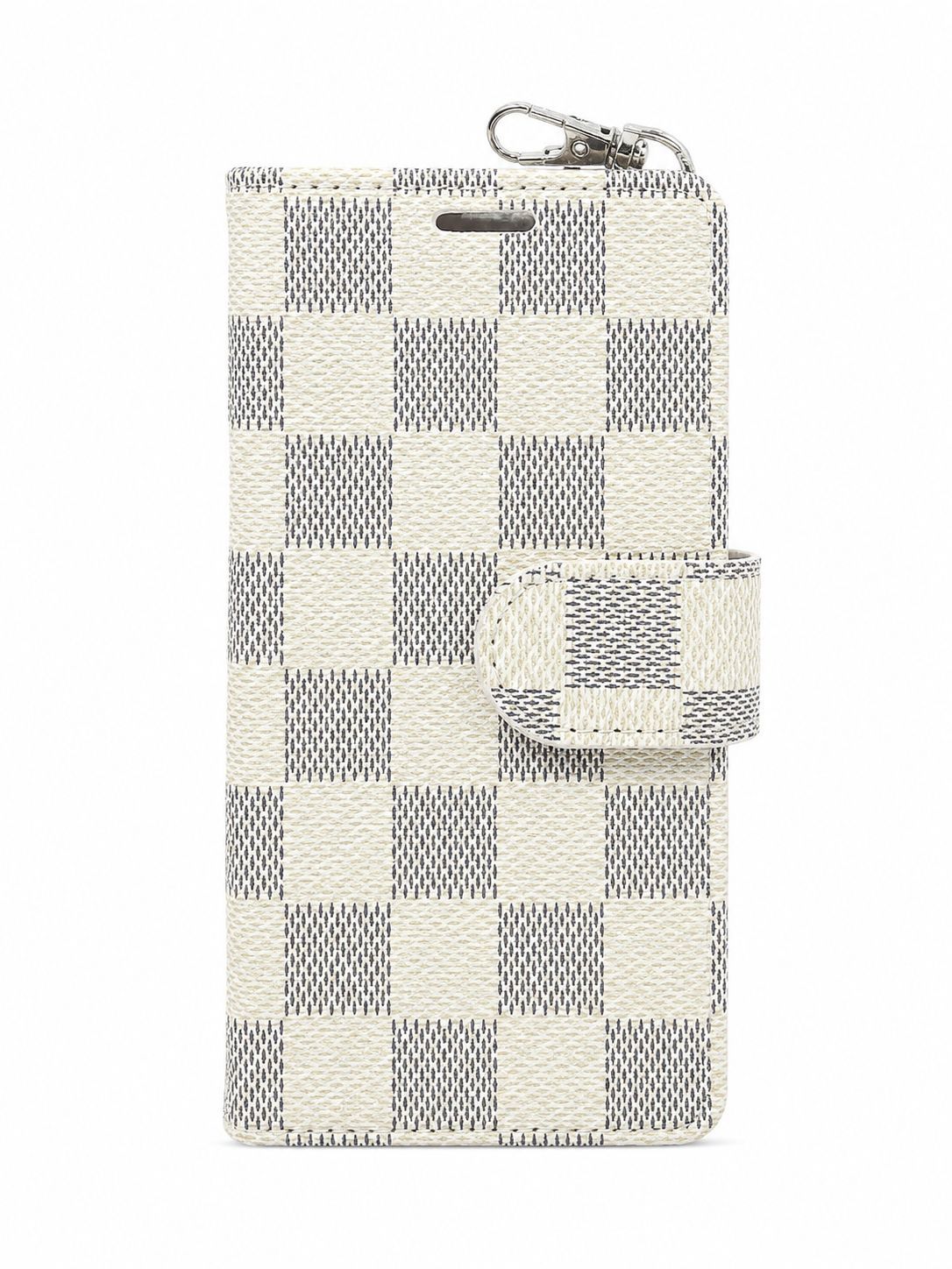 Checkered Pattern Wallet Case for Iphone 12 Mini/ 13 Mini- Beige