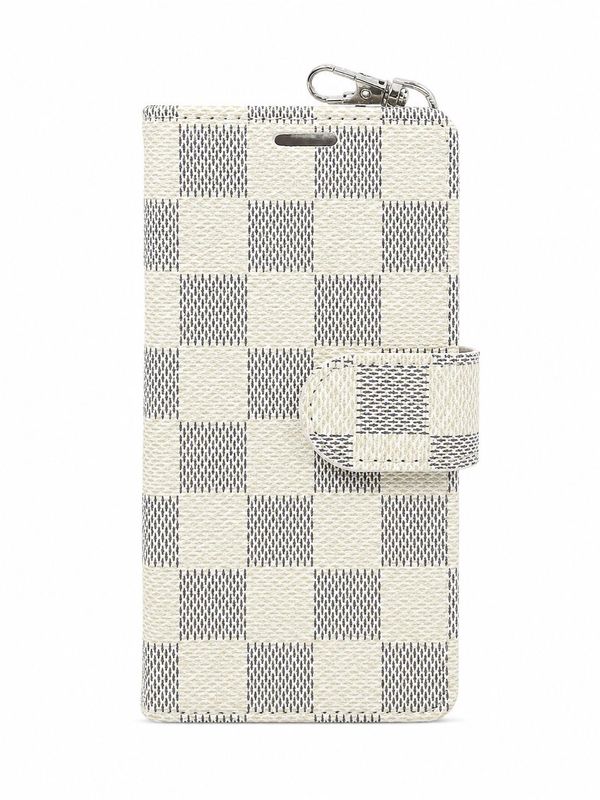 Checkered Pattern Wallet Case for Iphone 12 Mini/ 13 Mini- Beige