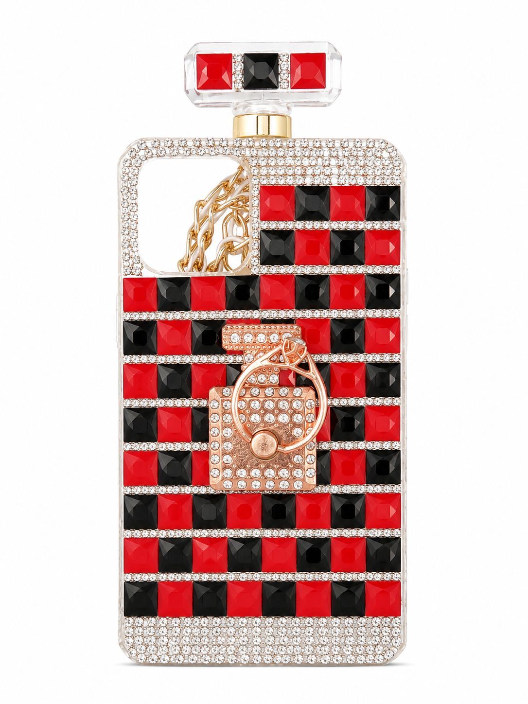 Perfume Bottle Big Diamond Bling Case for Iphone 11 Pro- Black and Red