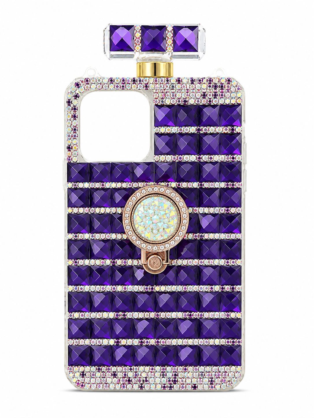 Perfume Bottle Big Diamond Bling Kickstand Case for Iphone 11 Pro- Purple
