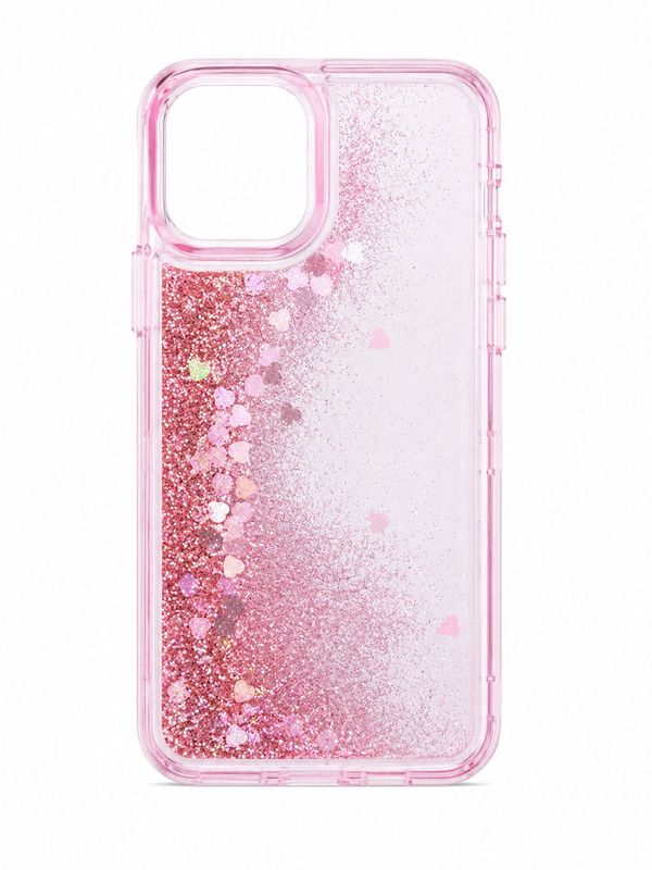 Floating Glitter Heavy Duty Transparent Case for Iphone 13 Mini/ 12 Mini- Pink