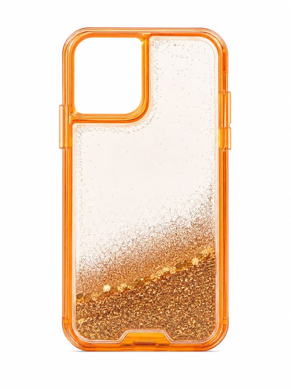 Floating Glitter Heavy Duty Transparent Case for Iphone 13 Mini/ 12 Mini- Orange