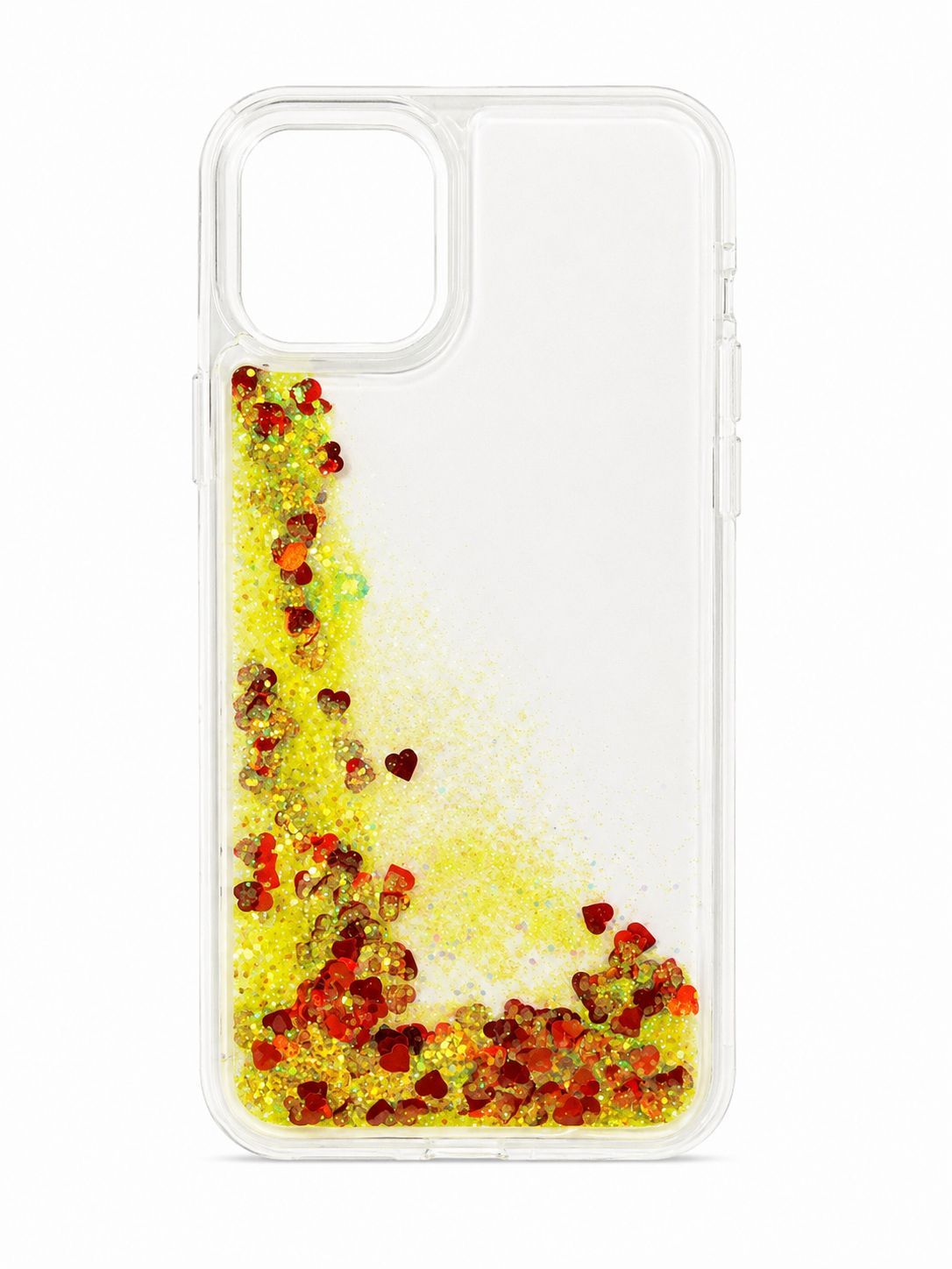 Clear Floating Yellow Glitter Heavy Duty Case for Iphone 11 Pro