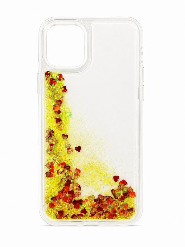 Clear Floating Yellow Glitter Heavy Duty Case for Iphone 11 Pro