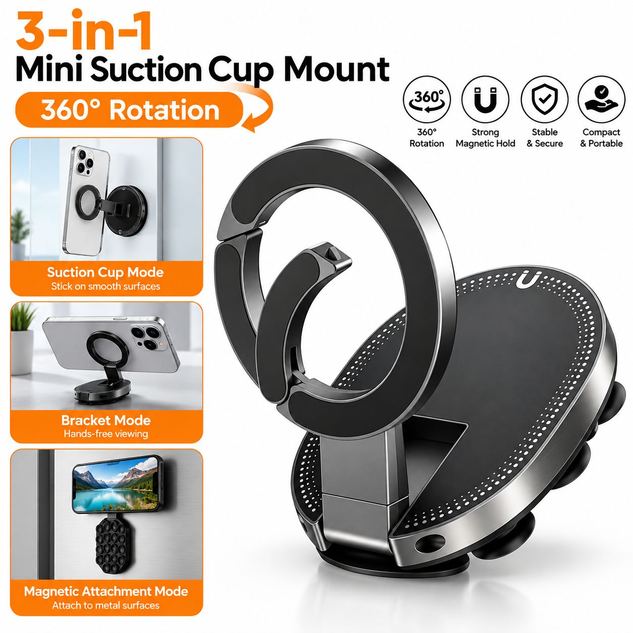 Maglock 3in1  Magnetic + Sunction Phone Holder