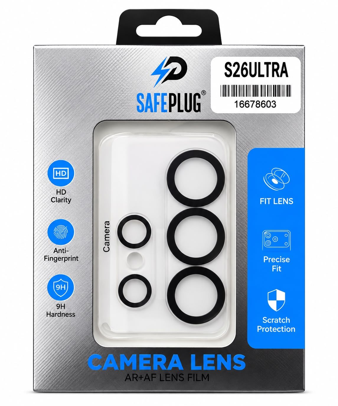 Safeplug Clear Camera Lens Protector for Samsung S26 Ultra