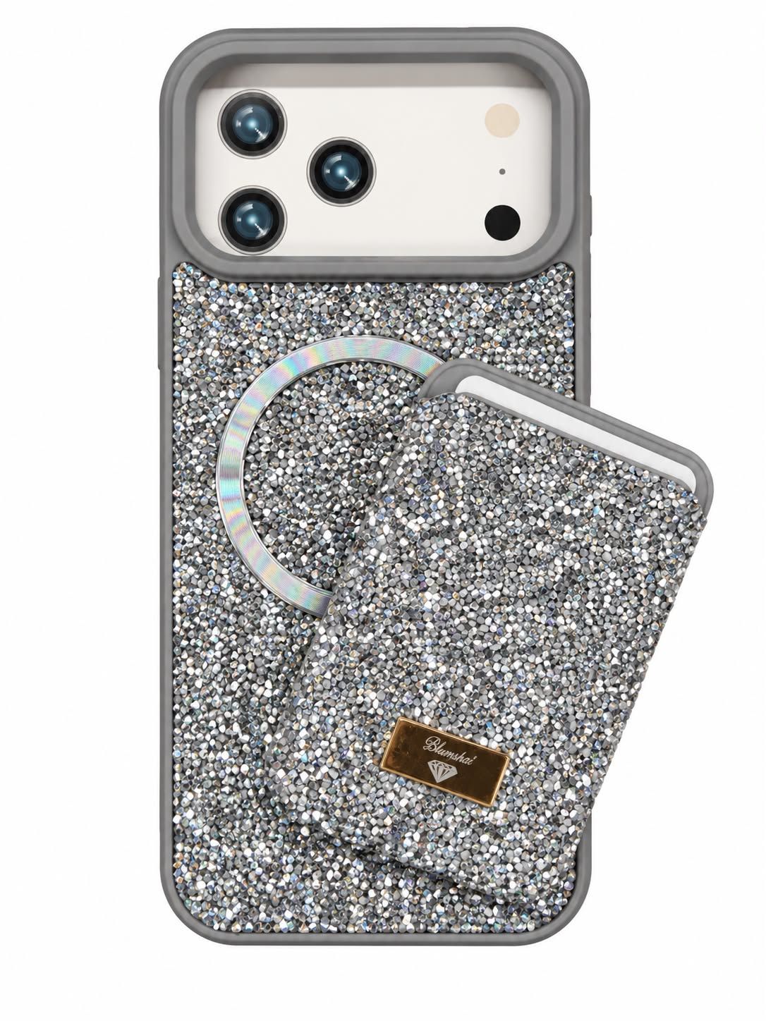 Diamond Case With Magsafe Card Holder Iphone 18 Pro Max/ 17 Pro Max- Silver