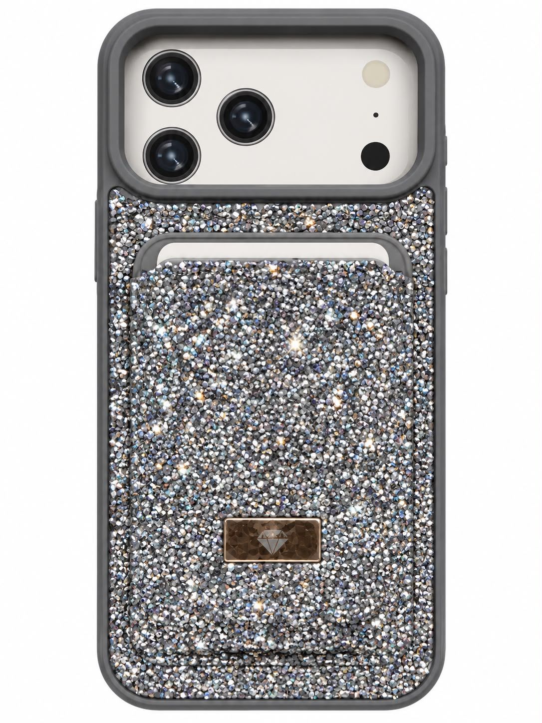 Diamond Case With Magsafe Card Holder Iphone 18 Pro Max/ 17 Pro Max- Silver