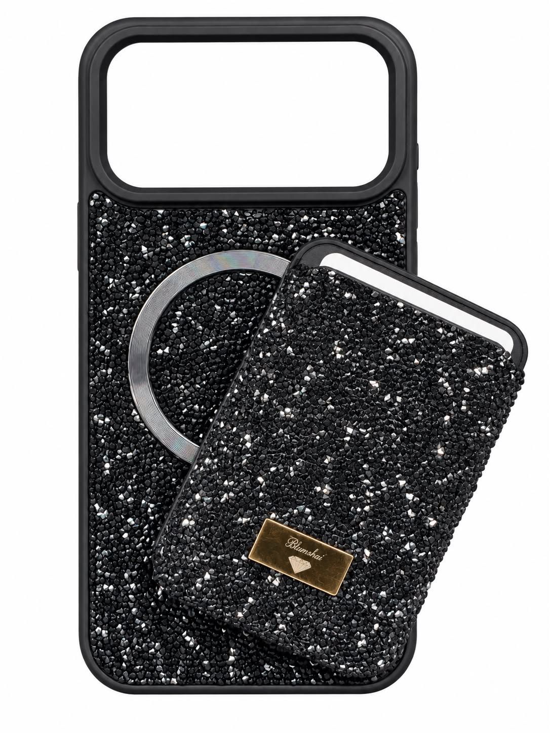 Max Diamond Case With Magsafe Card Holder for Iphone 18 Pro/ 17 Pro - Black