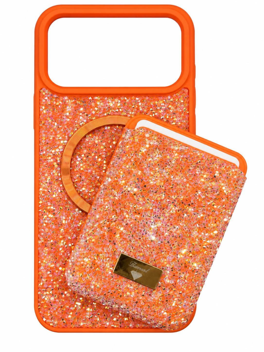 Max Diamond Case With Magsafe Card Holder for Iphone 18 Pro/ 17 Pro - Orange