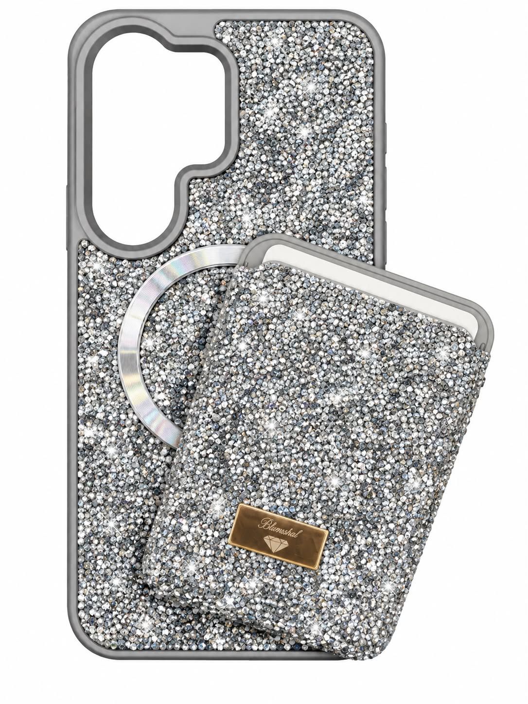 Max Diamond Case With Magsafe Card Holder for S26 Ultra- Silver